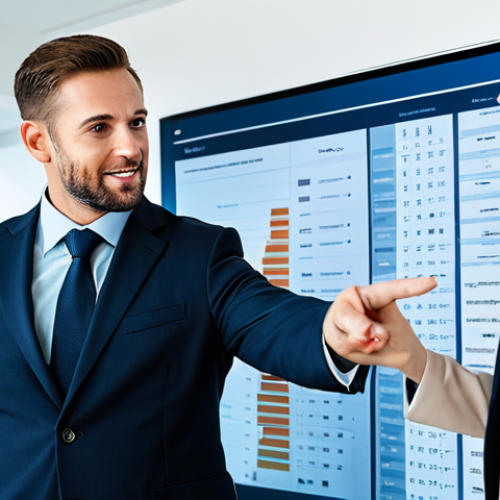 Home 8 A highly professional and experienced insurance broker, fully clothed in a modest business suit, is shown acting as a trusted guide. They are standing beside a client in a modern, well-lit office, calmly pointing to a clear, comprehensive digital chart on a large screen, illustrating a personalized financial strategy. The scene emphasizes clear communication, objective advice, and a helpful partnership in navigating complex decisions. Perfect anatomy, correct proportions, natural pose, well-formed hands, proper finger count. Professional photography, high quality, safe for work, appropriate content, family-friendly.